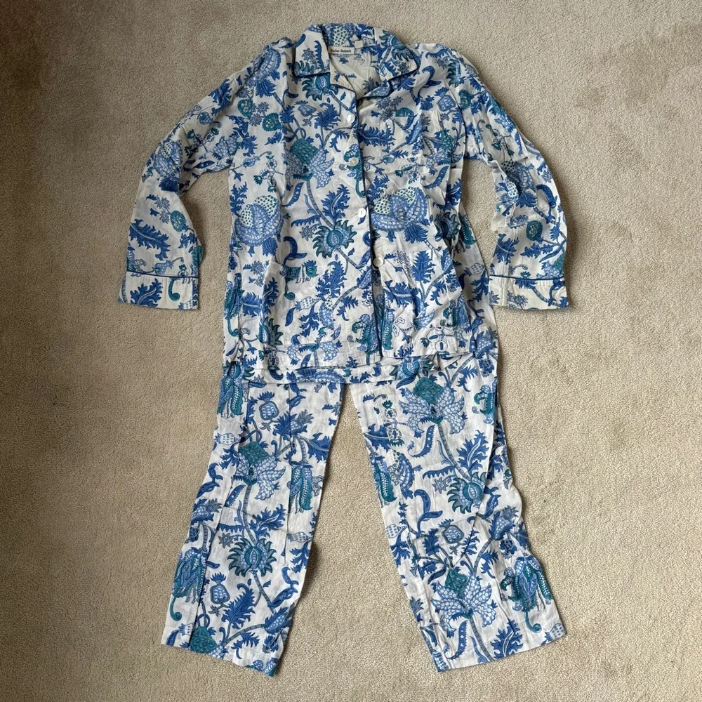 Roller Rabbit Amanda Blue Patterned Pajama Set - Picture 2 of 5